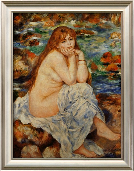 Bather Seated on a Sand Bank - Pierre-Auguste Renoir painting on canvas